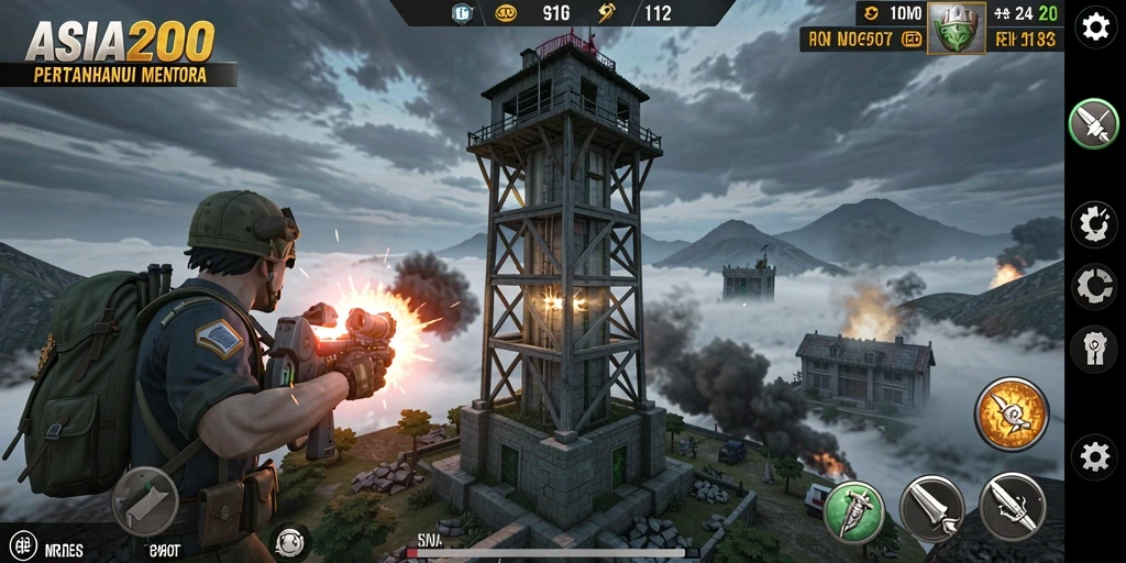 Gameplay ASIA200 yang menegangkan dengan strategi Tower Defense.
