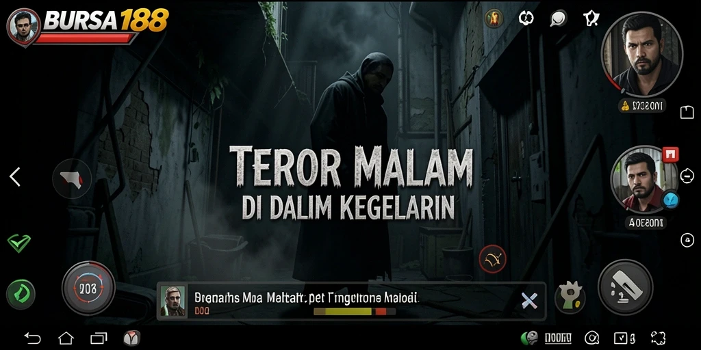 Gameplay seram BURSA188 dengan suasana mencekam dan monster menyeramkan.