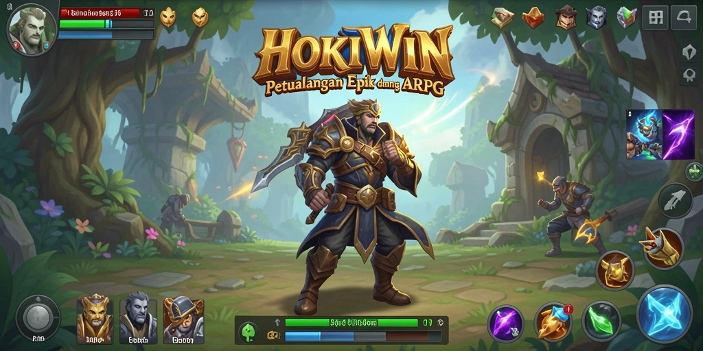 Tampilan gameplay menakjubkan di HOKIWIN yang menunjukkan aksi ARPG yang seru.