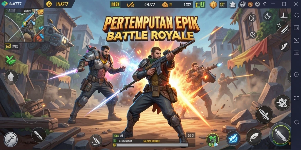 Screenshot menunjukkan aksi mendebarkan gameplay Battle Royale di INA777.