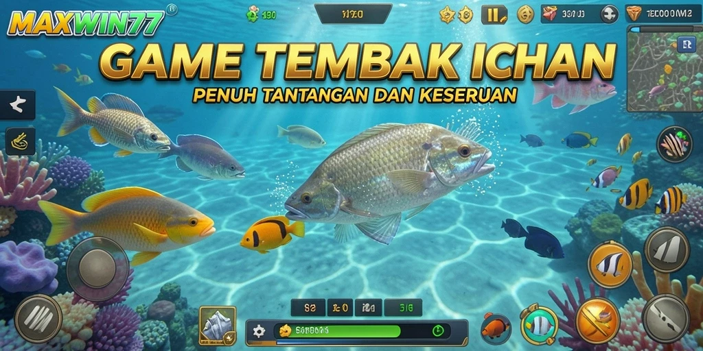 Tampilan gameplay seru Tembak Ikan di MAXWIN77.