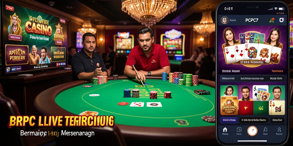 Screenshot gameplay <strong>PCPC7</strong> yang menunjukkan suasana Live Casino yang mendebarkan.