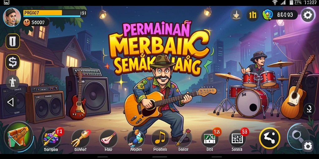 Tampilan menarik dari gameplay PRG007 yang penuh dengan efek musik.