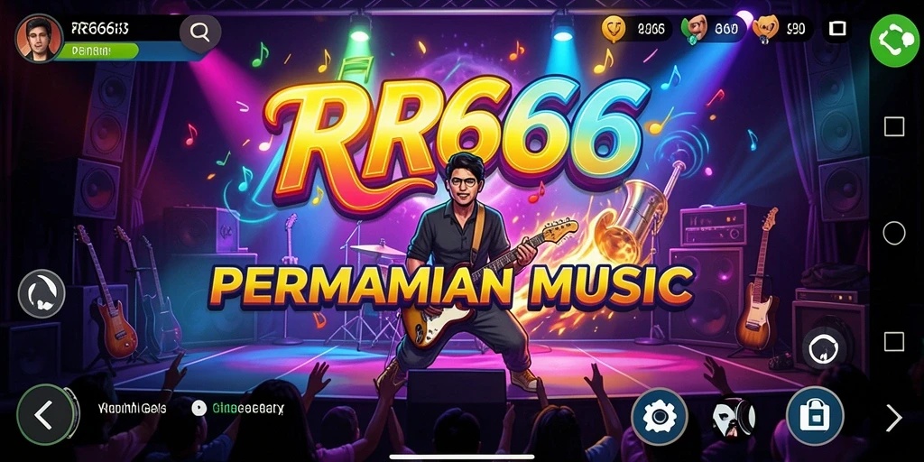 Tampilan gameplay <strong>RR666</strong> dengan berbagai kontrol musik yang menarik.
