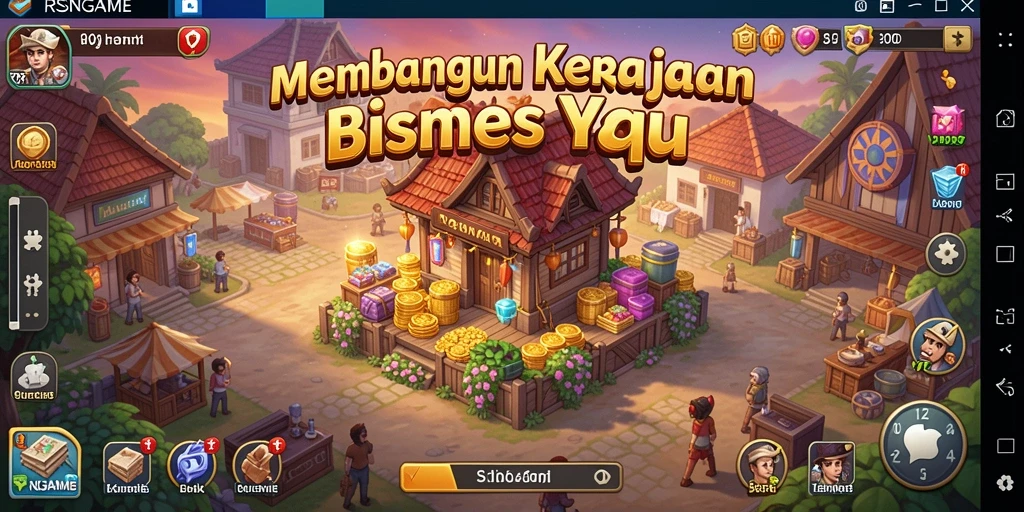 Screenshot gameplay RSNGAME menampilkan keseruan membangun bisnis.