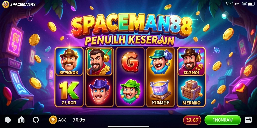 Screenshot gameplay SPACEMAN88 dengan tampilan gulungan slot dinamis.