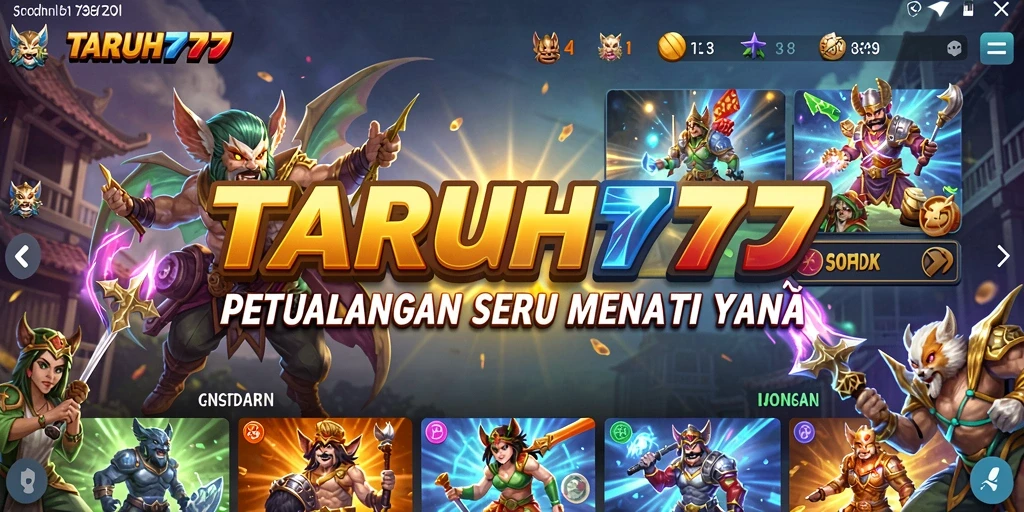 Tangkapan layar menunjukkan aksi seru dalam dunia petualangan TARUH777.
