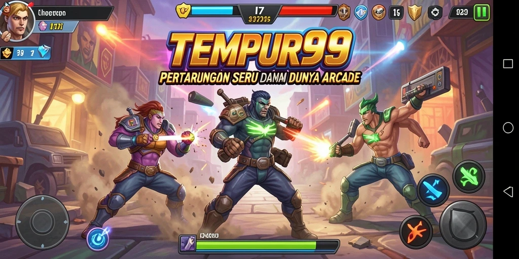 Tampilan gameplay seru dari TEMPUR99 di dunia Arcade.